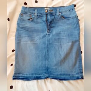 J Crew Denim Skirt w Raw Cut Hem
